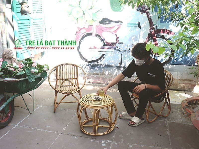 Bộ Bàn Ghế Mây Uống Trà